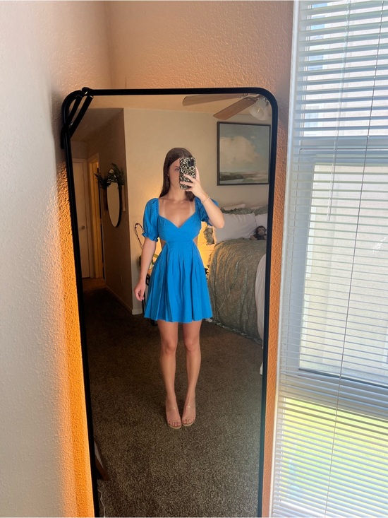 Lulus Dresses & Skirts - Lulu's Bright Blue Sweetheart Puff-Sleeve Mini Dress